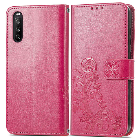 Handytasche Stand Schutzhülle Flip Leder Hülle Blumen für Sony Xperia 10 III Lite Rot