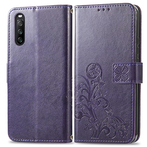 Handytasche Stand Schutzhülle Flip Leder Hülle Blumen für Sony Xperia 10 III SO-52B Violett