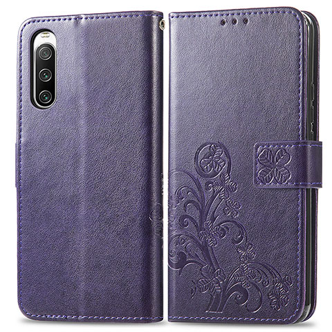 Handytasche Stand Schutzhülle Flip Leder Hülle Blumen für Sony Xperia 10 IV SOG07 Violett