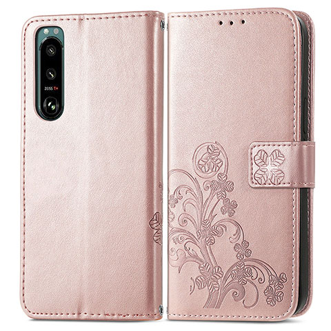 Handytasche Stand Schutzhülle Flip Leder Hülle Blumen für Sony Xperia 5 III Rosa