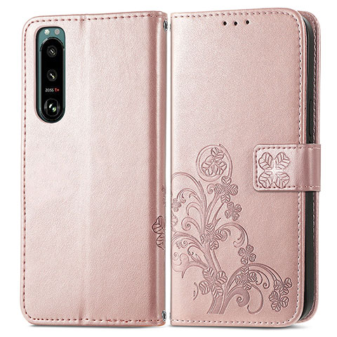 Handytasche Stand Schutzhülle Flip Leder Hülle Blumen für Sony Xperia 5 IV Rosa