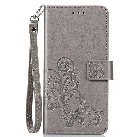 Handytasche Stand Schutzhülle Flip Leder Hülle Blumen für Sony Xperia 8 Grau