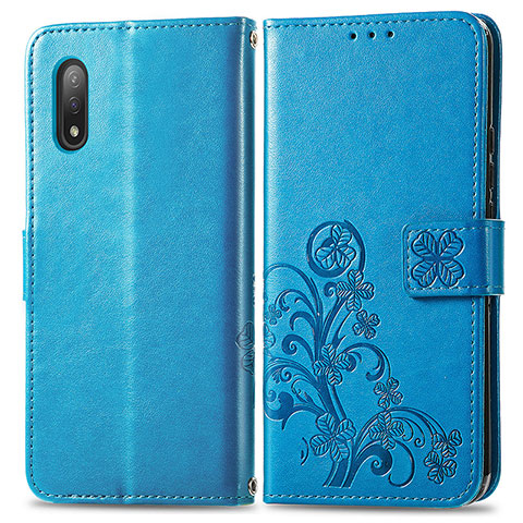 Handytasche Stand Schutzhülle Flip Leder Hülle Blumen für Sony Xperia Ace II Blau