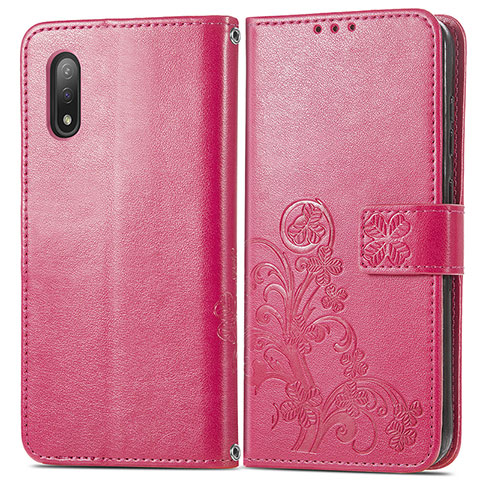 Handytasche Stand Schutzhülle Flip Leder Hülle Blumen für Sony Xperia Ace II Rot