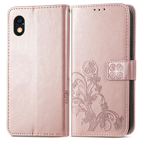 Handytasche Stand Schutzhülle Flip Leder Hülle Blumen für Sony Xperia Ace III SO-53C Rosa