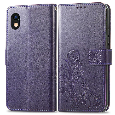 Handytasche Stand Schutzhülle Flip Leder Hülle Blumen für Sony Xperia Ace III SO-53C Violett