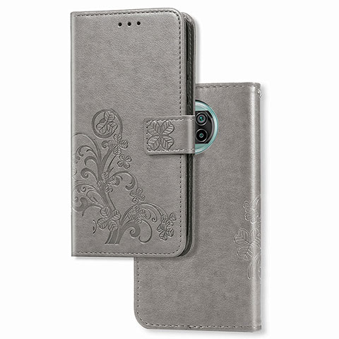 Handytasche Stand Schutzhülle Flip Leder Hülle Blumen für Xiaomi Mi 10i 5G Grau