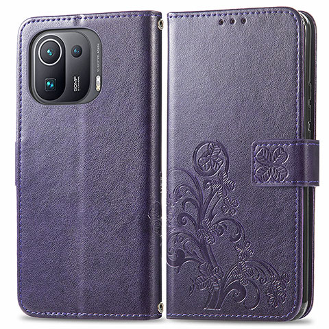 Handytasche Stand Schutzhülle Flip Leder Hülle Blumen für Xiaomi Mi 11 Pro 5G Violett