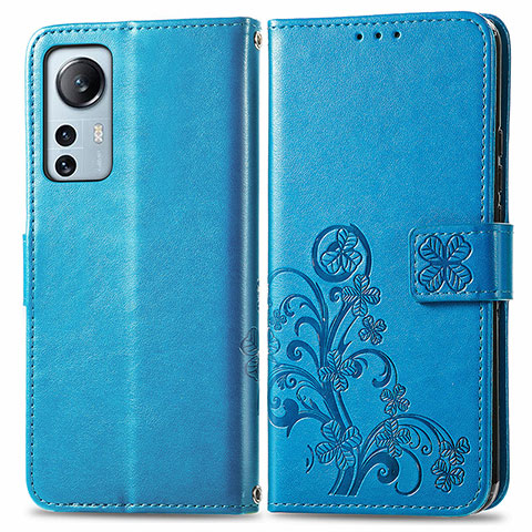 Handytasche Stand Schutzhülle Flip Leder Hülle Blumen für Xiaomi Mi 12 Lite 5G Blau