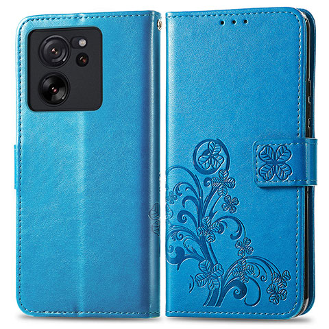 Handytasche Stand Schutzhülle Flip Leder Hülle Blumen für Xiaomi Mi 13T 5G Blau