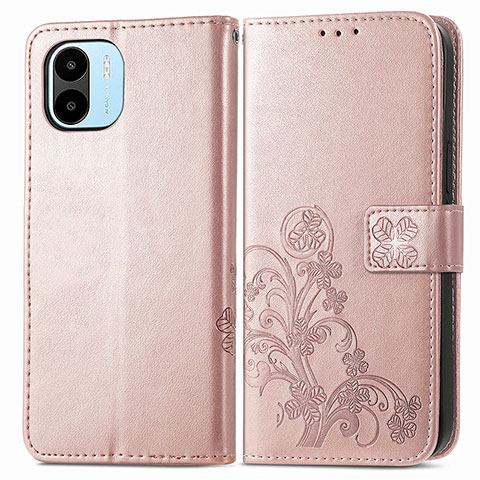 Handytasche Stand Schutzhülle Flip Leder Hülle Blumen für Xiaomi Poco C51 Rosa