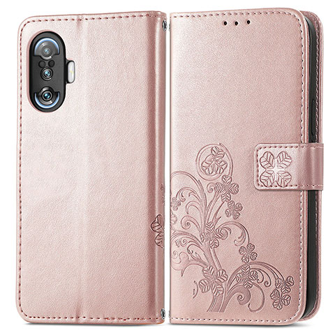 Handytasche Stand Schutzhülle Flip Leder Hülle Blumen für Xiaomi Poco F3 GT 5G Rosa