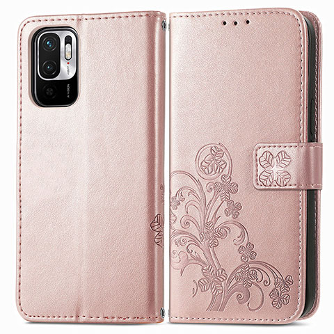 Handytasche Stand Schutzhülle Flip Leder Hülle Blumen für Xiaomi POCO M3 Pro 5G Rosa