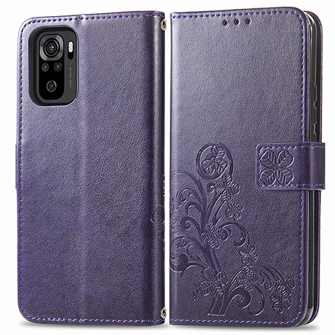 Handytasche Stand Schutzhülle Flip Leder Hülle Blumen für Xiaomi Poco M5S Violett