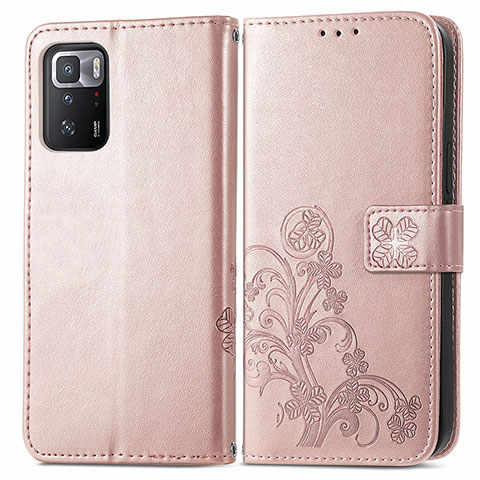 Handytasche Stand Schutzhülle Flip Leder Hülle Blumen für Xiaomi Poco X3 GT 5G Rosa