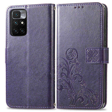 Handytasche Stand Schutzhülle Flip Leder Hülle Blumen für Xiaomi Redmi 10 4G Violett