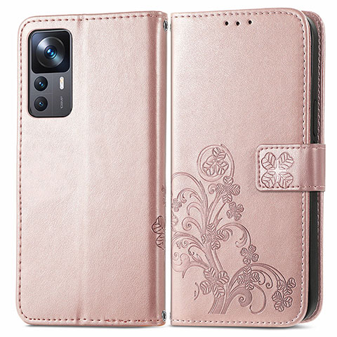 Handytasche Stand Schutzhülle Flip Leder Hülle Blumen für Xiaomi Redmi K50 Ultra 5G Rosa