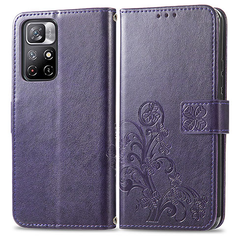 Handytasche Stand Schutzhülle Flip Leder Hülle Blumen für Xiaomi Redmi Note 11 5G Violett