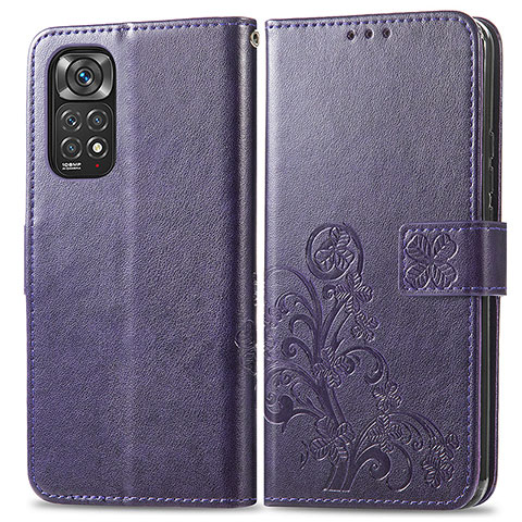 Handytasche Stand Schutzhülle Flip Leder Hülle Blumen für Xiaomi Redmi Note 11S 4G Violett