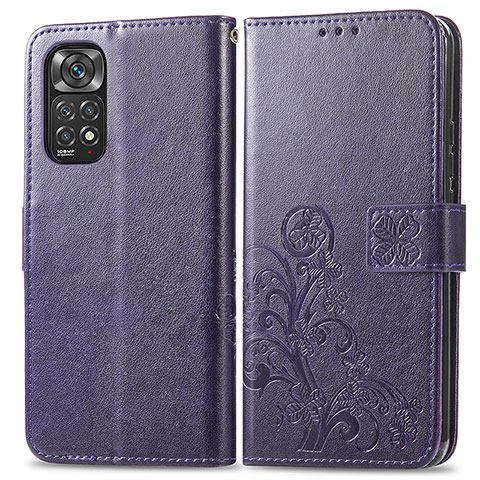 Handytasche Stand Schutzhülle Flip Leder Hülle Blumen für Xiaomi Redmi Note 12 Pro 4G Violett