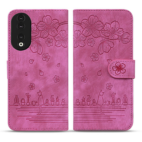 Handytasche Stand Schutzhülle Flip Leder Hülle Blumen HF1 für Huawei Honor 90 5G Pink