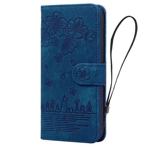 Handytasche Stand Schutzhülle Flip Leder Hülle Blumen HF1 für Huawei Honor 90 Lite 5G Blau