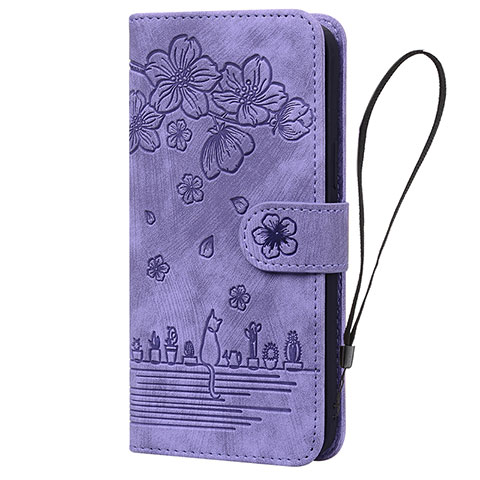 Handytasche Stand Schutzhülle Flip Leder Hülle Blumen HF1 für Huawei Honor X7a Violett