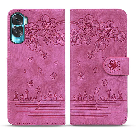 Handytasche Stand Schutzhülle Flip Leder Hülle Blumen HF2 für Huawei Honor 90 Lite 5G Pink