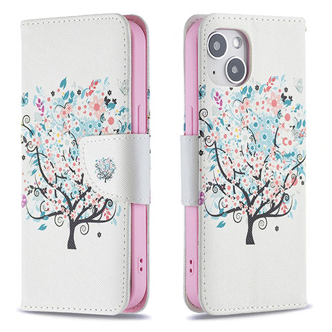 Handytasche Stand Schutzhülle Flip Leder Hülle Blumen L01 für Apple iPhone 13 Plusfarbig