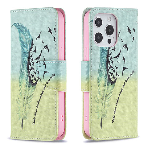 Handytasche Stand Schutzhülle Flip Leder Hülle Blumen L01 für Apple iPhone 14 Pro Gelb