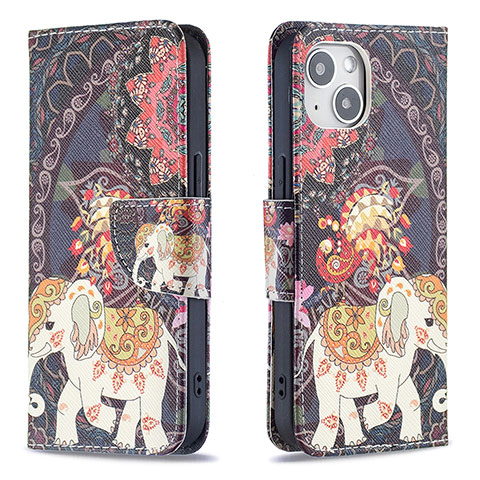 Handytasche Stand Schutzhülle Flip Leder Hülle Blumen L07 für Apple iPhone 13 Mini Plusfarbig