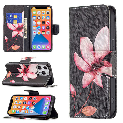 Handytasche Stand Schutzhülle Flip Leder Hülle Blumen L07 für Apple iPhone 13 Pro Max Braun