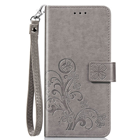 Handytasche Stand Schutzhülle Flip Leder Hülle Blumen S02D für Samsung Galaxy A20 Grau