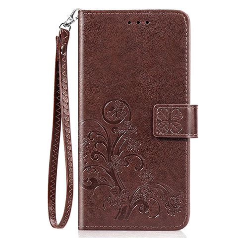 Handytasche Stand Schutzhülle Flip Leder Hülle Blumen S02D für Samsung Galaxy A30 Braun