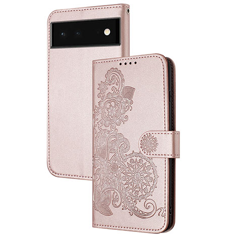 Handytasche Stand Schutzhülle Flip Leder Hülle Blumen Y01X für Google Pixel 6 5G Rosegold