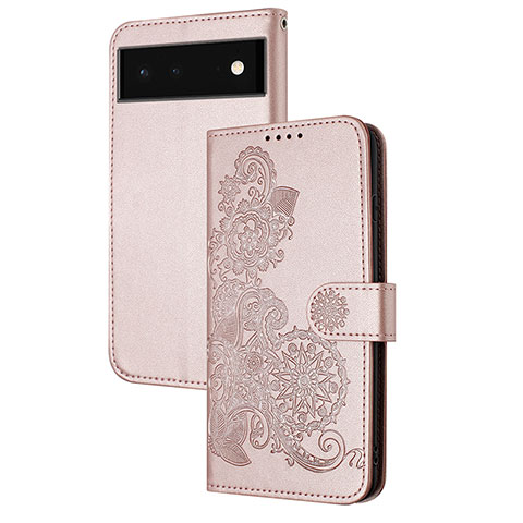 Handytasche Stand Schutzhülle Flip Leder Hülle Blumen Y01X für Google Pixel 6 Pro 5G Rosegold