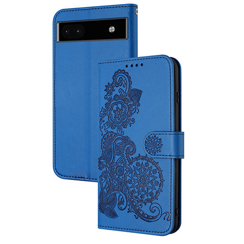 Handytasche Stand Schutzhülle Flip Leder Hülle Blumen Y01X für Google Pixel 6a 5G Blau