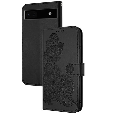 Handytasche Stand Schutzhülle Flip Leder Hülle Blumen Y01X für Google Pixel 6a 5G Schwarz