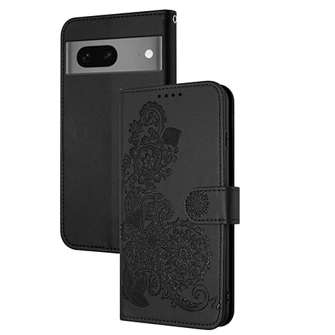 Handytasche Stand Schutzhülle Flip Leder Hülle Blumen Y01X für Google Pixel 7 5G Schwarz