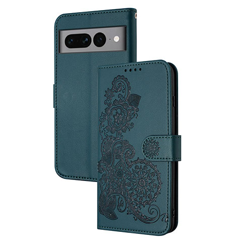 Handytasche Stand Schutzhülle Flip Leder Hülle Blumen Y01X für Google Pixel 7 Pro 5G Grün