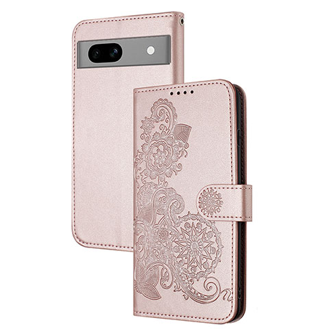 Handytasche Stand Schutzhülle Flip Leder Hülle Blumen Y01X für Google Pixel 7a 5G Rosegold