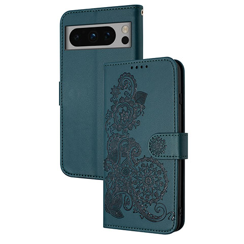 Handytasche Stand Schutzhülle Flip Leder Hülle Blumen Y01X für Google Pixel 8 Pro 5G Grün