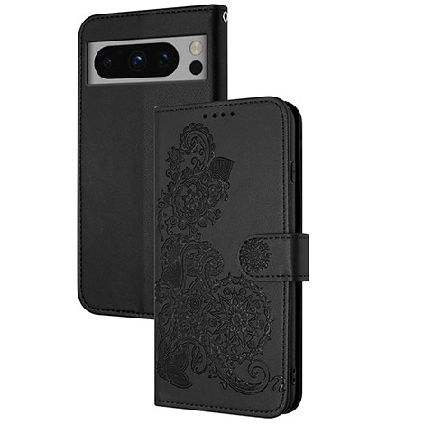 Handytasche Stand Schutzhülle Flip Leder Hülle Blumen Y01X für Google Pixel 8 Pro 5G Schwarz