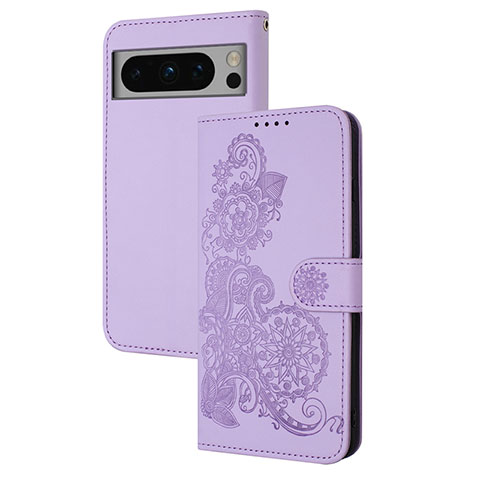 Handytasche Stand Schutzhülle Flip Leder Hülle Blumen Y01X für Google Pixel 8 Pro 5G Violett