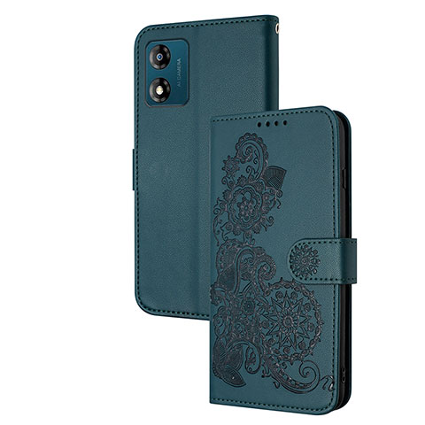 Handytasche Stand Schutzhülle Flip Leder Hülle Blumen Y01X für Motorola Moto E13 Grün