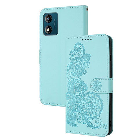 Handytasche Stand Schutzhülle Flip Leder Hülle Blumen Y01X für Motorola Moto E13 Hellblau