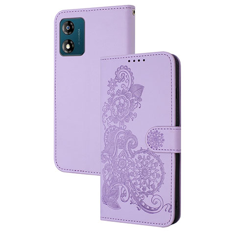 Handytasche Stand Schutzhülle Flip Leder Hülle Blumen Y01X für Motorola Moto E13 Violett