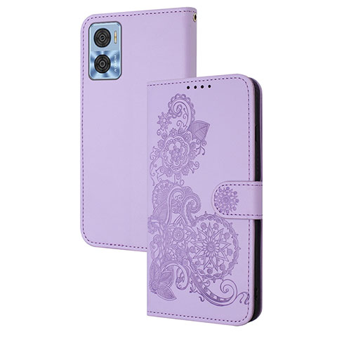 Handytasche Stand Schutzhülle Flip Leder Hülle Blumen Y01X für Motorola Moto E22i Violett