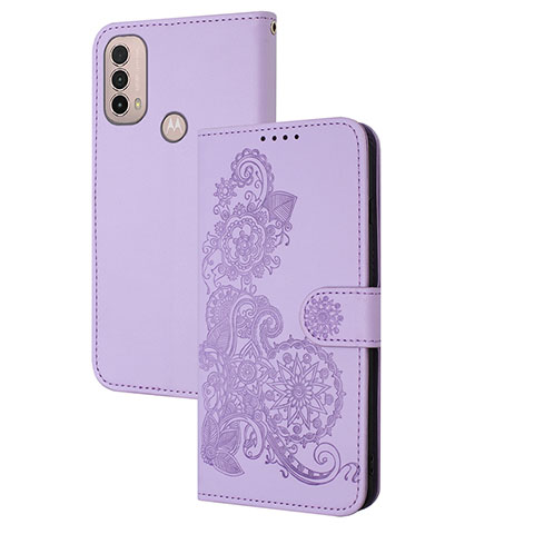 Handytasche Stand Schutzhülle Flip Leder Hülle Blumen Y01X für Motorola Moto E40 Violett