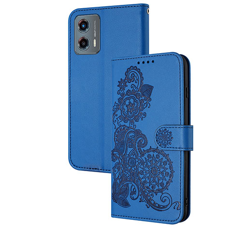 Handytasche Stand Schutzhülle Flip Leder Hülle Blumen Y01X für Motorola Moto G 5G (2023) Blau